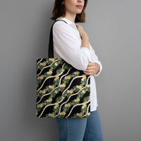 Hawaiian Pikake Maile Lei Tote Bag Tiare Hibiscus Kalo Palapalai Leaf Black LT19 - Polynesian Pride