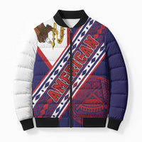 American Samoa Flag Day Bomber Puffer Jacket Polynesian Tribal Tattoo Eagle Art