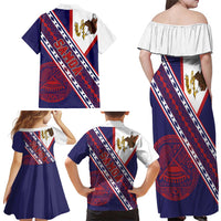 American Samoa Flag Day Family Matching Off Shoulder Maxi Dress and Hawaiian Shirt Polynesian Tribal Tattoo Eagle Art