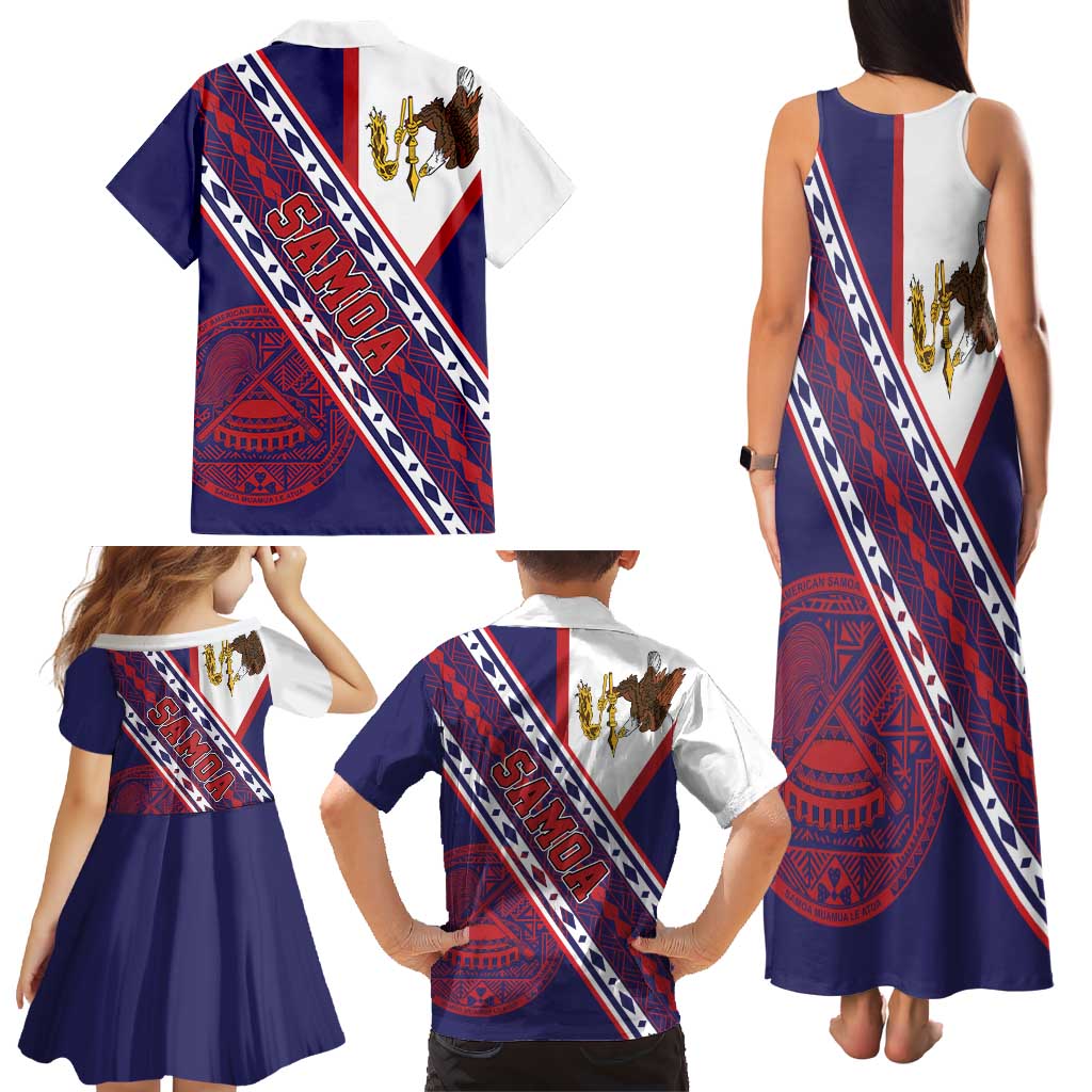American Samoa Flag Day Family Matching Tank Maxi Dress and Hawaiian Shirt Polynesian Tribal Tattoo Eagle Art