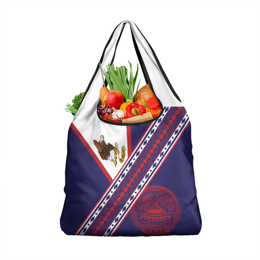 American Samoa Flag Day Grocery Bag Polynesian Tribal Tattoo Eagle Art