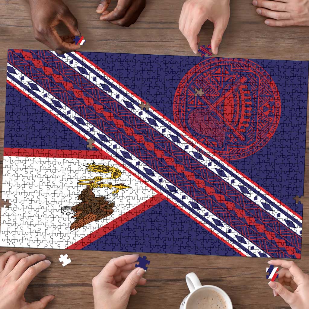 American Samoa Flag Day Puzzle Polynesian Tribal Tattoo Eagle Art