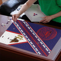 American Samoa Flag Day Puzzle Polynesian Tribal Tattoo Eagle Art