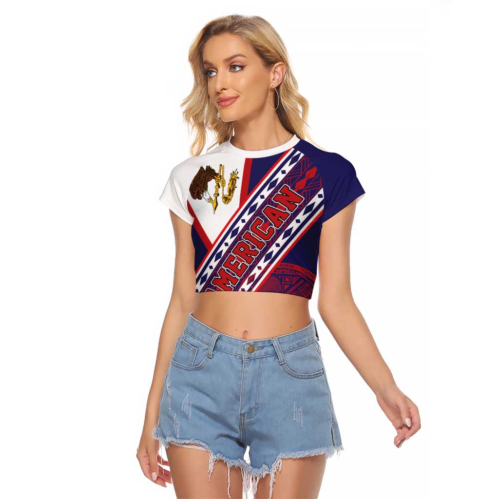 American Samoa Flag Day Raglan Cropped T Shirt Polynesian Tribal Tattoo Eagle Art