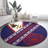 American Samoa Flag Day Round Carpet Polynesian Tribal Tattoo Eagle Art