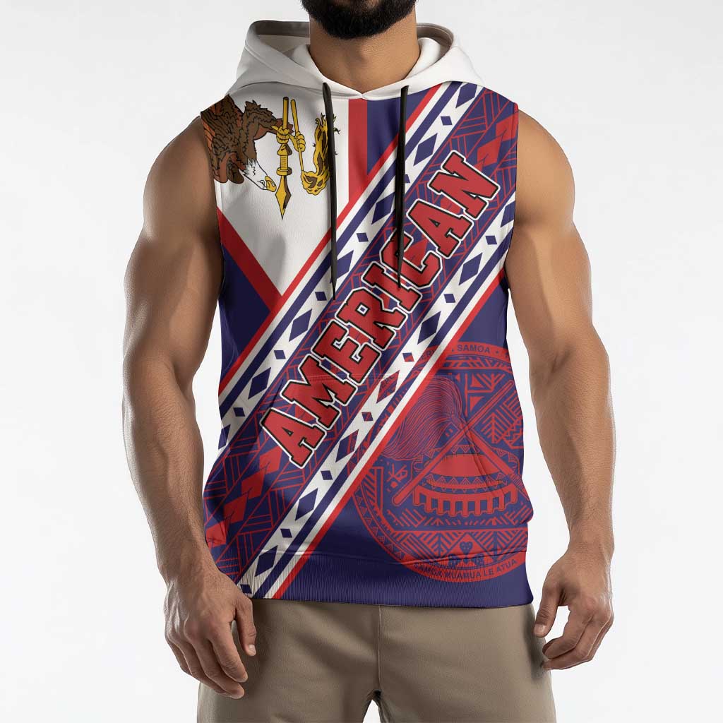 American Samoa Flag Day Sleeveless Hoodie Polynesian Tribal Tattoo Eagle Art