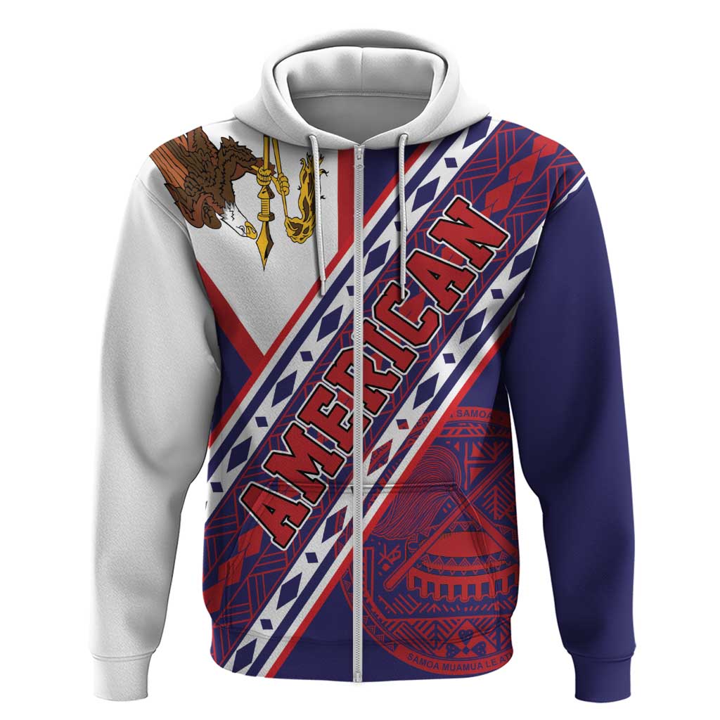 American Samoa Flag Day Zip Hoodie Polynesian Tribal Tattoo Eagle Art