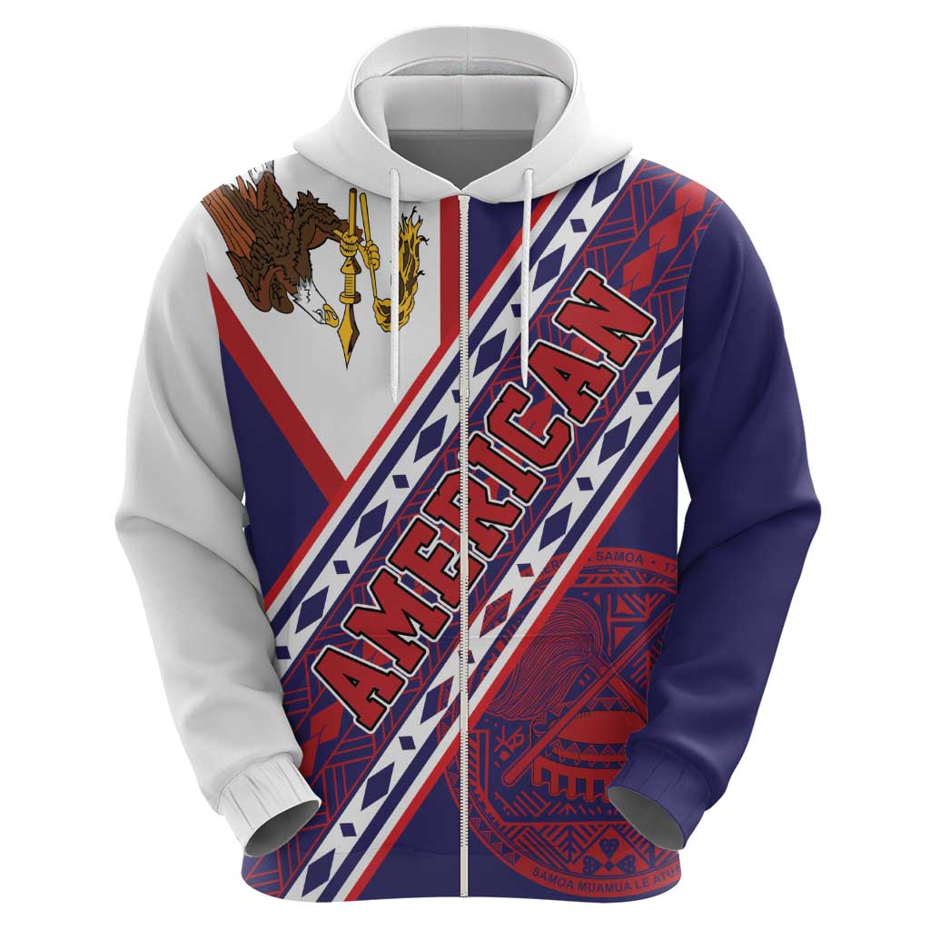 American Samoa Flag Day Zip Hoodie Polynesian Tribal Tattoo Eagle Art