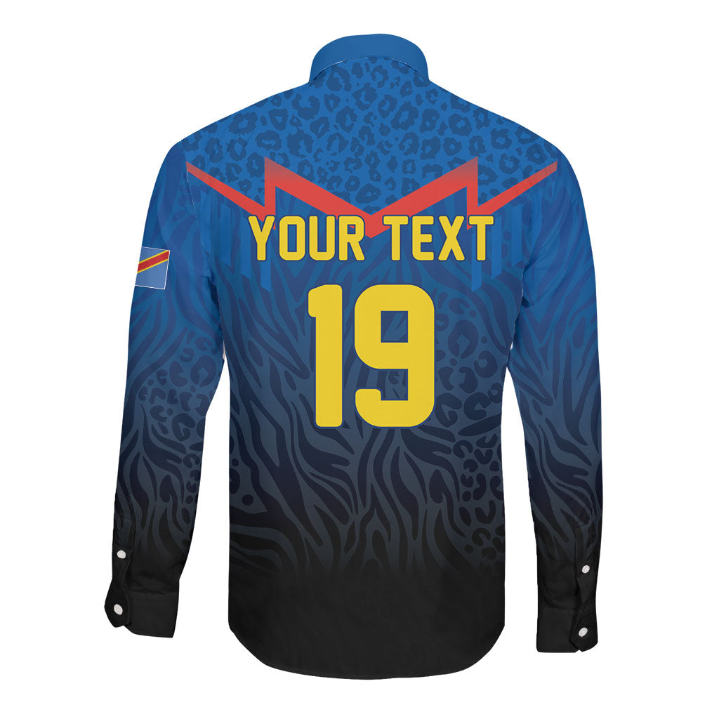 Custom World Football 2026 DR Congo Long Sleeve Button Shirt Les Leopards Coupe du Monde Glory