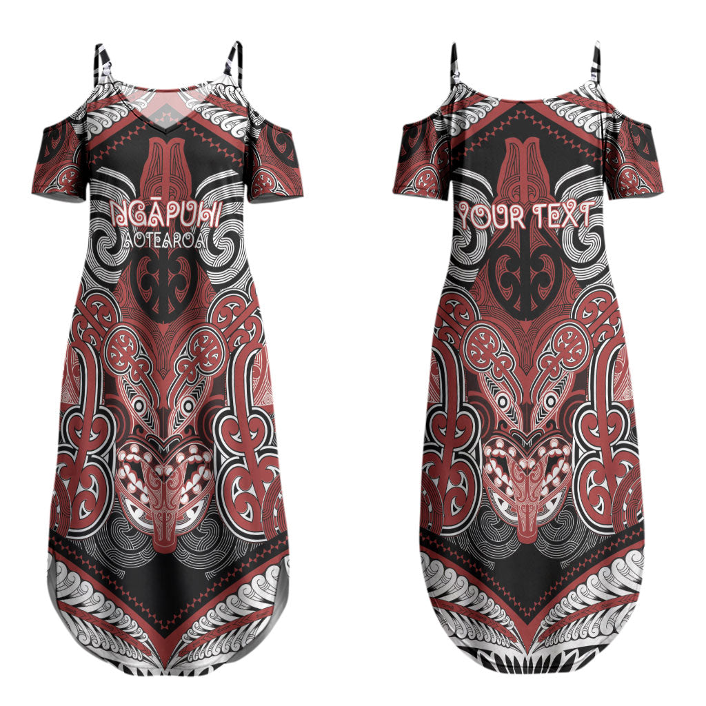 Aotearoa Iwi Ngapuhi Personalised Couples Matching Summer Maxi Dress and Hawaiian Shirt Maori Kowhaiwhai Pattern