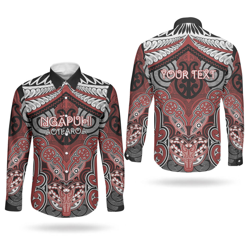 Aotearoa Iwi Ngapuhi Personalised Couples Matching Summer Maxi Dress and Long Sleeve Button Shirt Maori Kowhaiwhai Pattern