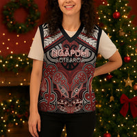 Aotearoa Iwi Ngapuhi Personalised Christmas Knitted V-Neck Vest Maori Kowhaiwhai Pattern