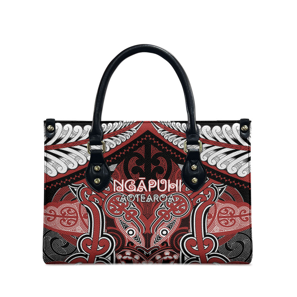 Aotearoa Iwi Ngapuhi Leather Bag Maori Kowhaiwhai Pattern