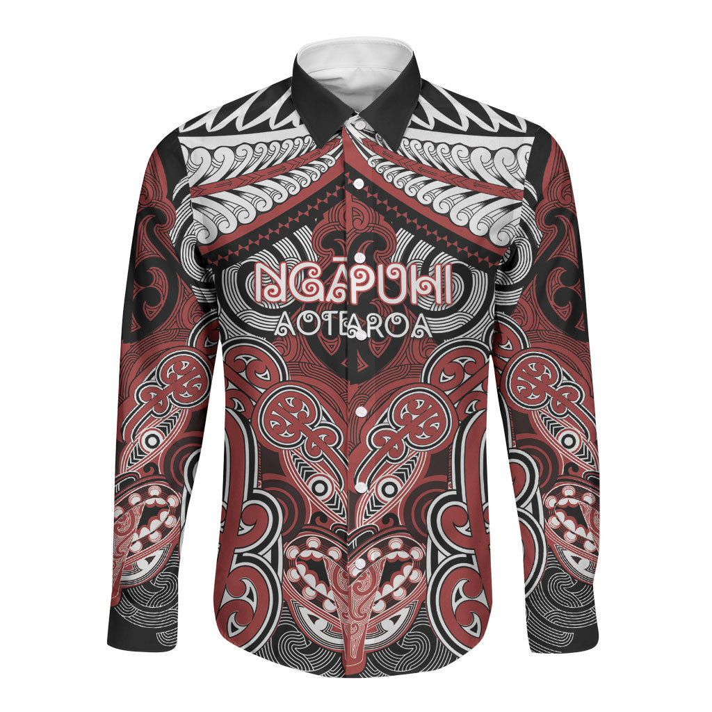Aotearoa Iwi Ngapuhi Personalised Long Sleeve Button Shirt Maori Kowhaiwhai Pattern
