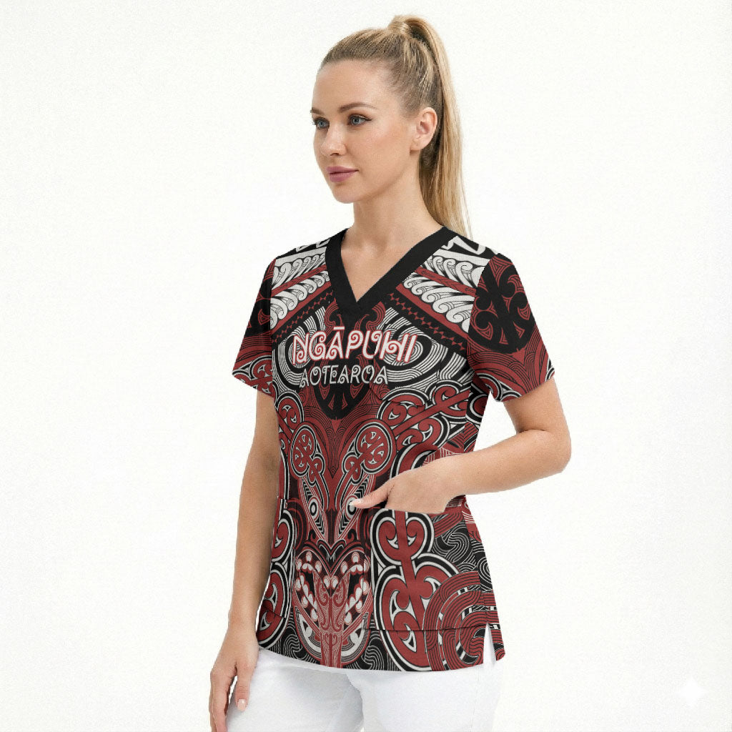 Aotearoa Iwi Ngapuhi Personalised Scrub Top Maori Kowhaiwhai Pattern