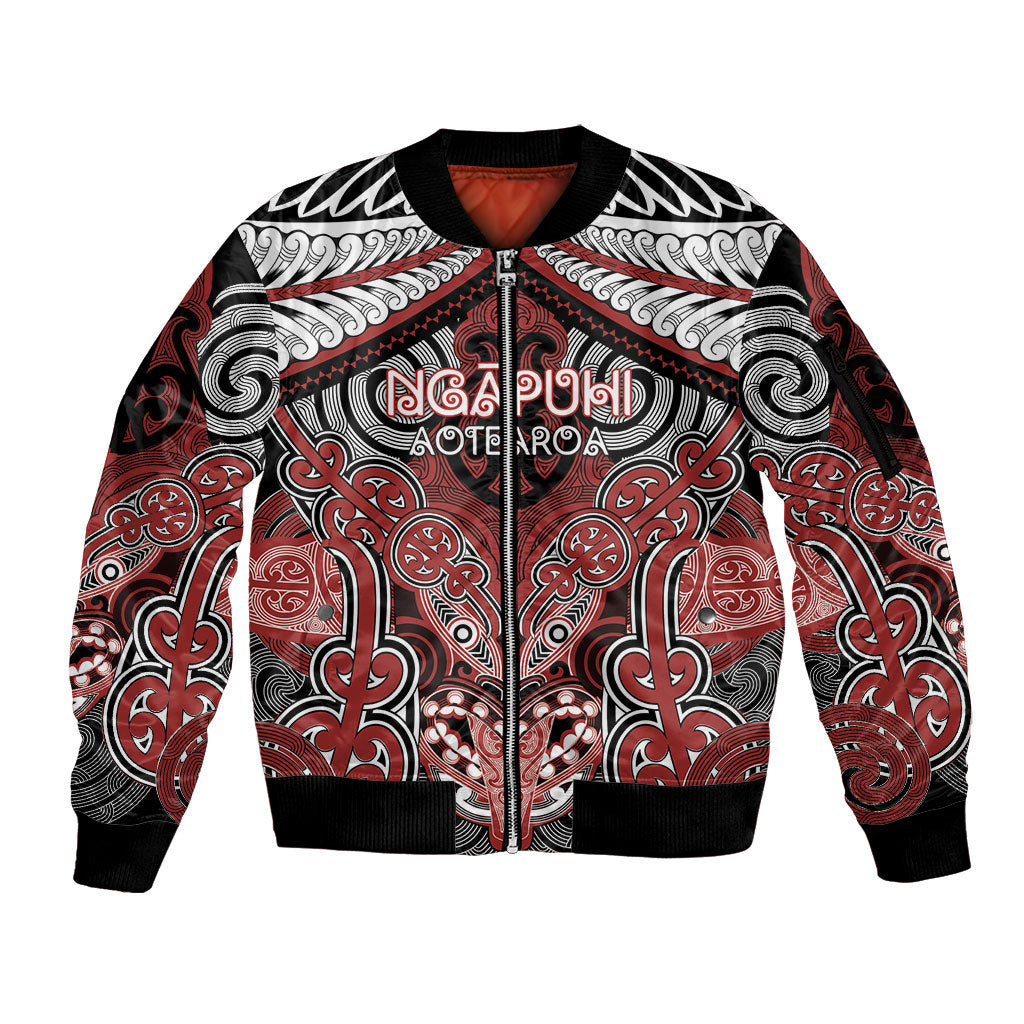 Aotearoa Iwi Ngapuhi Personalised Sleeve Zip Bomber Jacket Maori Kowhaiwhai Pattern