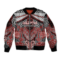Aotearoa Iwi Ngapuhi Personalised Sleeve Zip Bomber Jacket Maori Kowhaiwhai Pattern