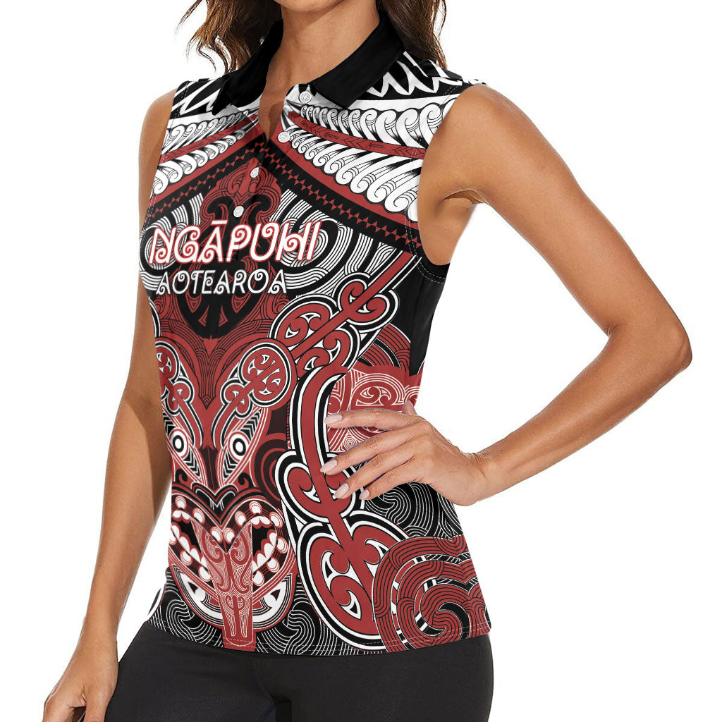 Aotearoa Iwi Ngapuhi Personalised Women Sleeveless Polo Shirt Maori Kowhaiwhai Pattern