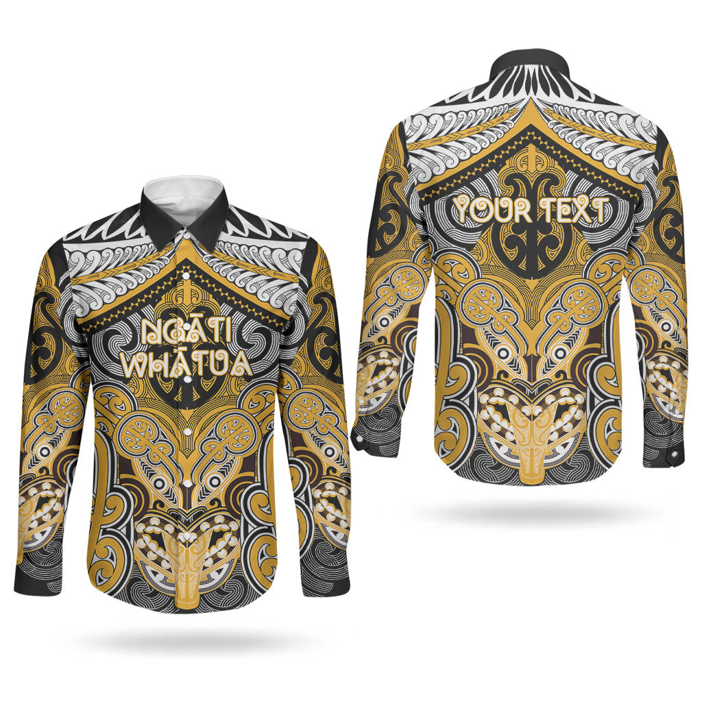 Aotearoa Iwi Ngati Whatua Personalised Couples Matching Long Sleeve Bodycon Dress and Long Sleeve Button Shirt Maori Kowhaiwhai Pattern