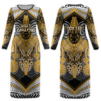 Aotearoa Iwi Ngati Whatua Personalised Couples Matching Long Sleeve Bodycon Dress and Long Sleeve Button Shirt Maori Kowhaiwhai Pattern
