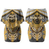 Aotearoa Iwi Ngati Whatua Personalised Couples Matching Off Shoulder Short Dress and Hawaiian Shirt Maori Kowhaiwhai Pattern