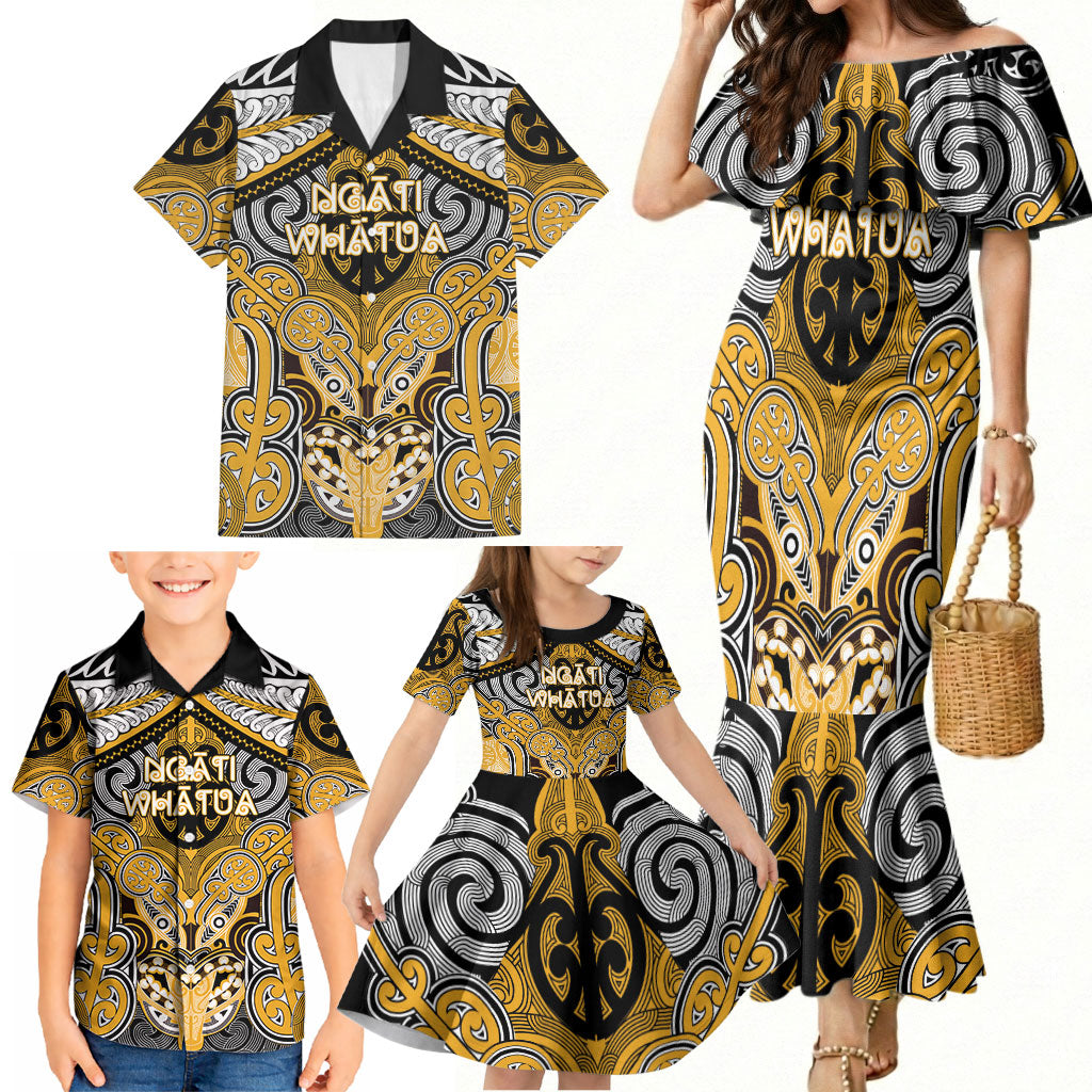 Aotearoa Iwi Ngati Whatua Personalised Family Matching Mermaid Dress and Hawaiian Shirt Maori Kowhaiwhai Pattern LT19 - Polynesian Pride