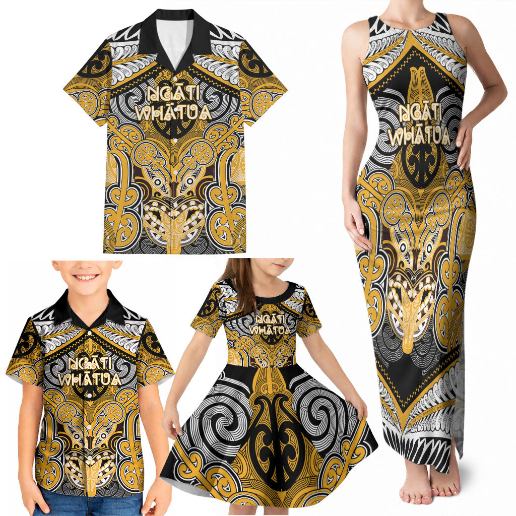 Aotearoa Iwi Ngati Whatua Personalised Family Matching Tank Maxi Dress and Hawaiian Shirt Maori Kowhaiwhai Pattern LT19 - Polynesian Pride