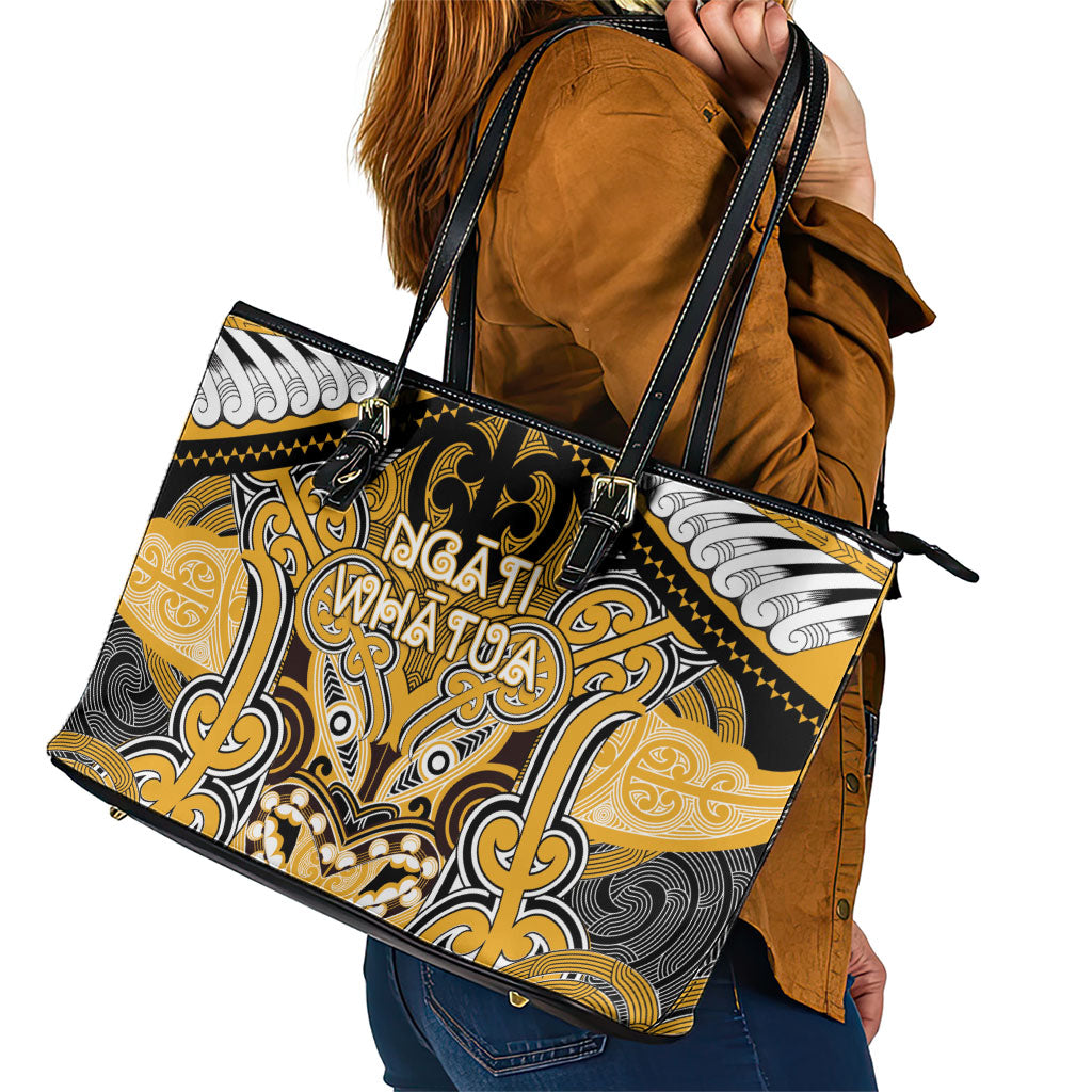 Aotearoa Iwi Ngati Whatua Leather Tote Bag Maori Kowhaiwhai Pattern