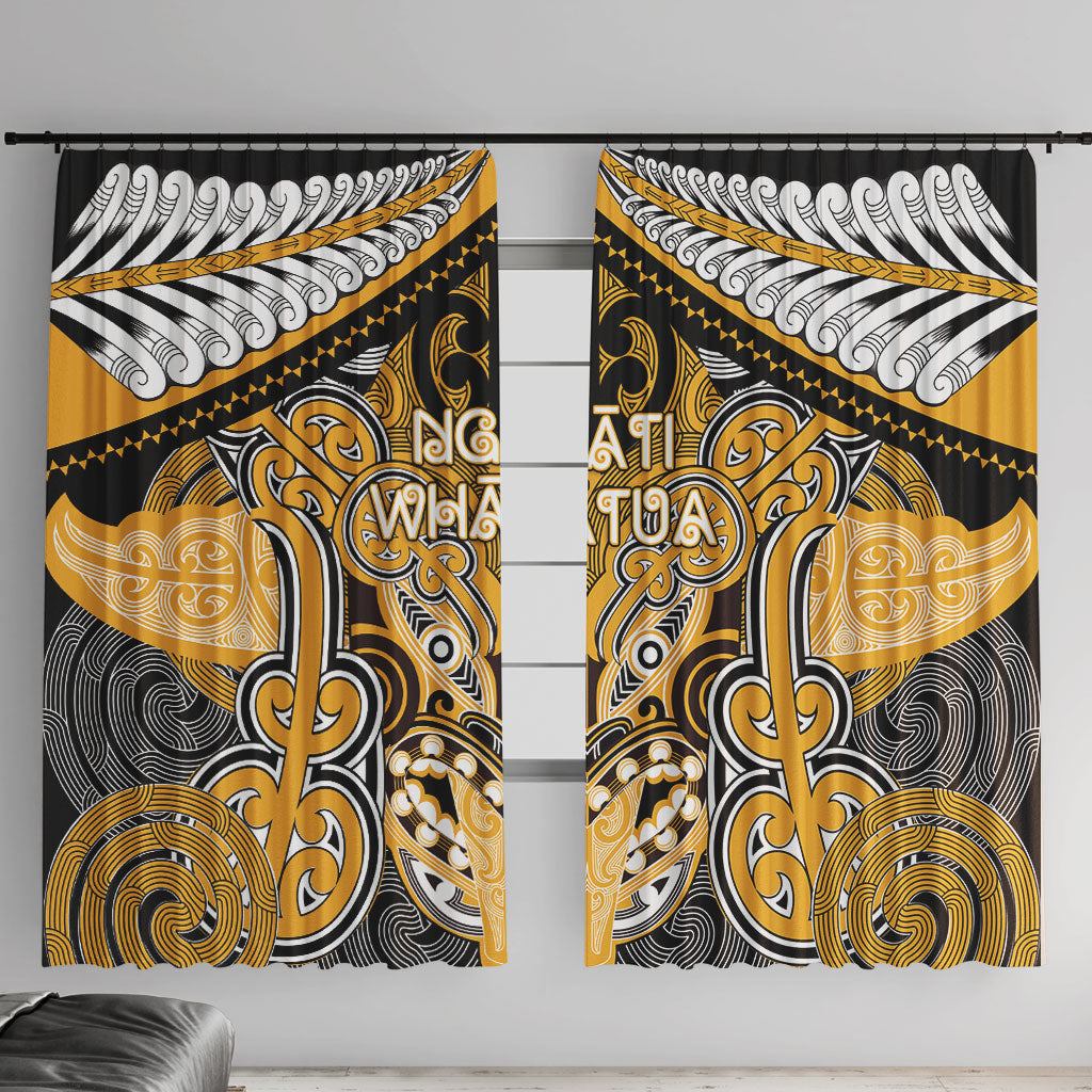 Aotearoa Iwi Ngati Whatua Window Curtain Maori Kowhaiwhai Pattern LT19 With Hooks Yellow - Polynesian Pride