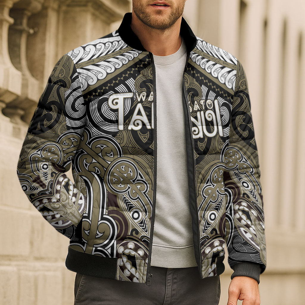 Aotearoa Iwi Waikato Tainui Personalised Bomber Puffer Jacket Maori Kowhaiwhai Pattern