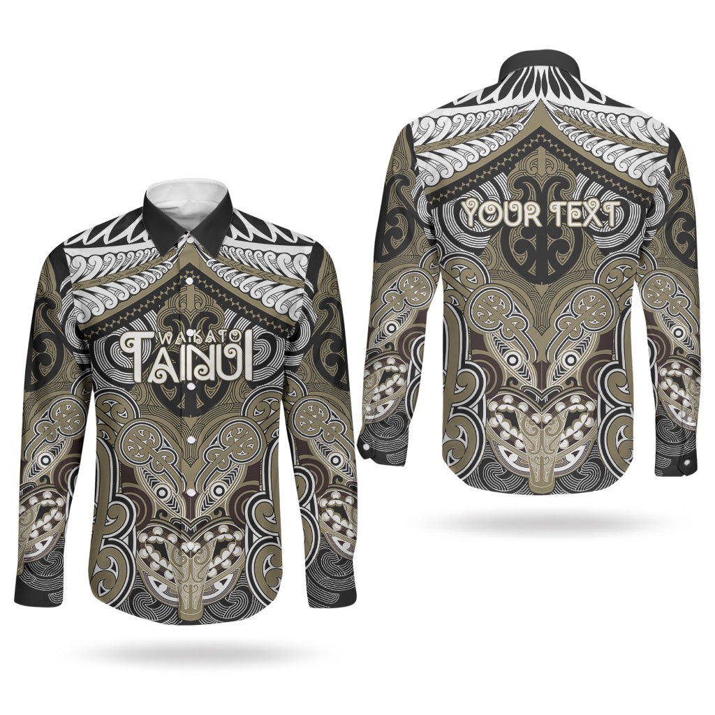 Aotearoa Iwi Waikato Tainui Personalised Couples Matching Summer Maxi Dress and Long Sleeve Button Shirt Maori Kowhaiwhai Pattern