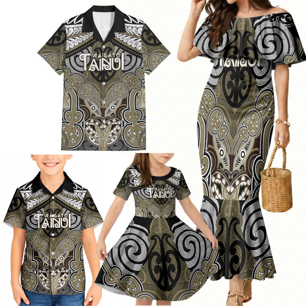 Aotearoa Iwi Waikato Tainui Personalised Family Matching Mermaid Dress and Hawaiian Shirt Maori Kowhaiwhai Pattern LT19 - Polynesian Pride