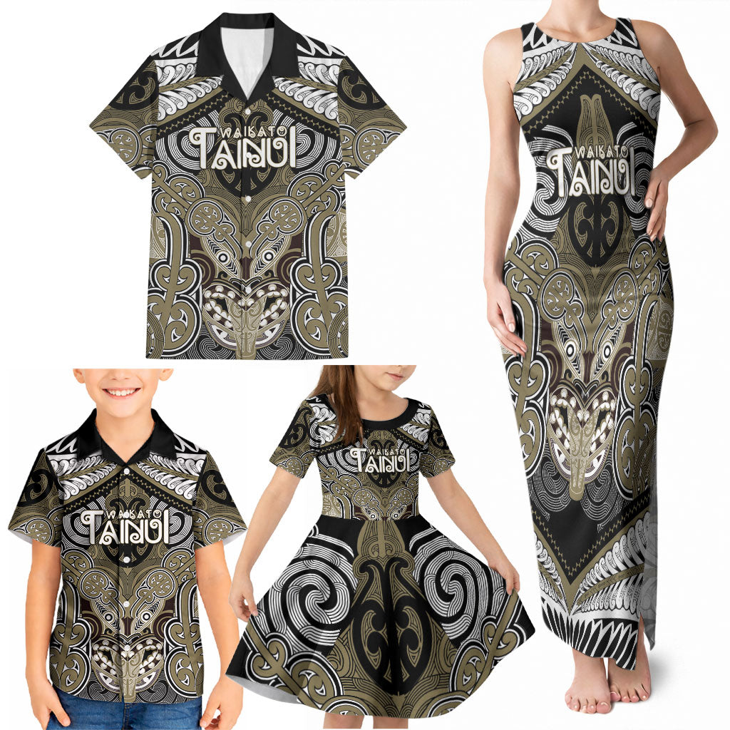 Aotearoa Iwi Waikato Tainui Personalised Family Matching Tank Maxi Dress and Hawaiian Shirt Maori Kowhaiwhai Pattern LT19 - Polynesian Pride