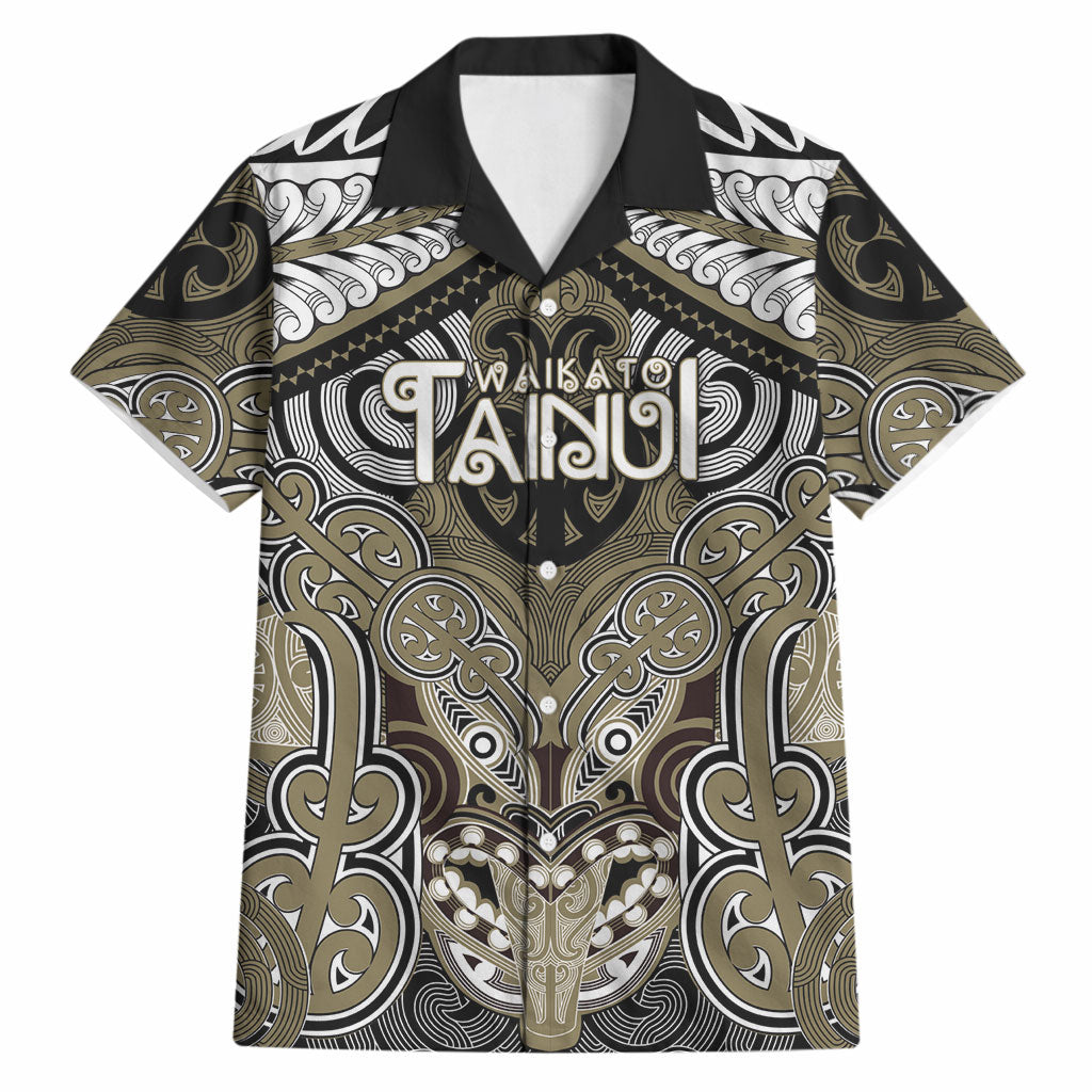 Aotearoa Iwi Waikato Tainui Personalised Hawaiian Shirt Maori Kowhaiwhai Pattern LT19 Dark Yellow - Polynesian Pride