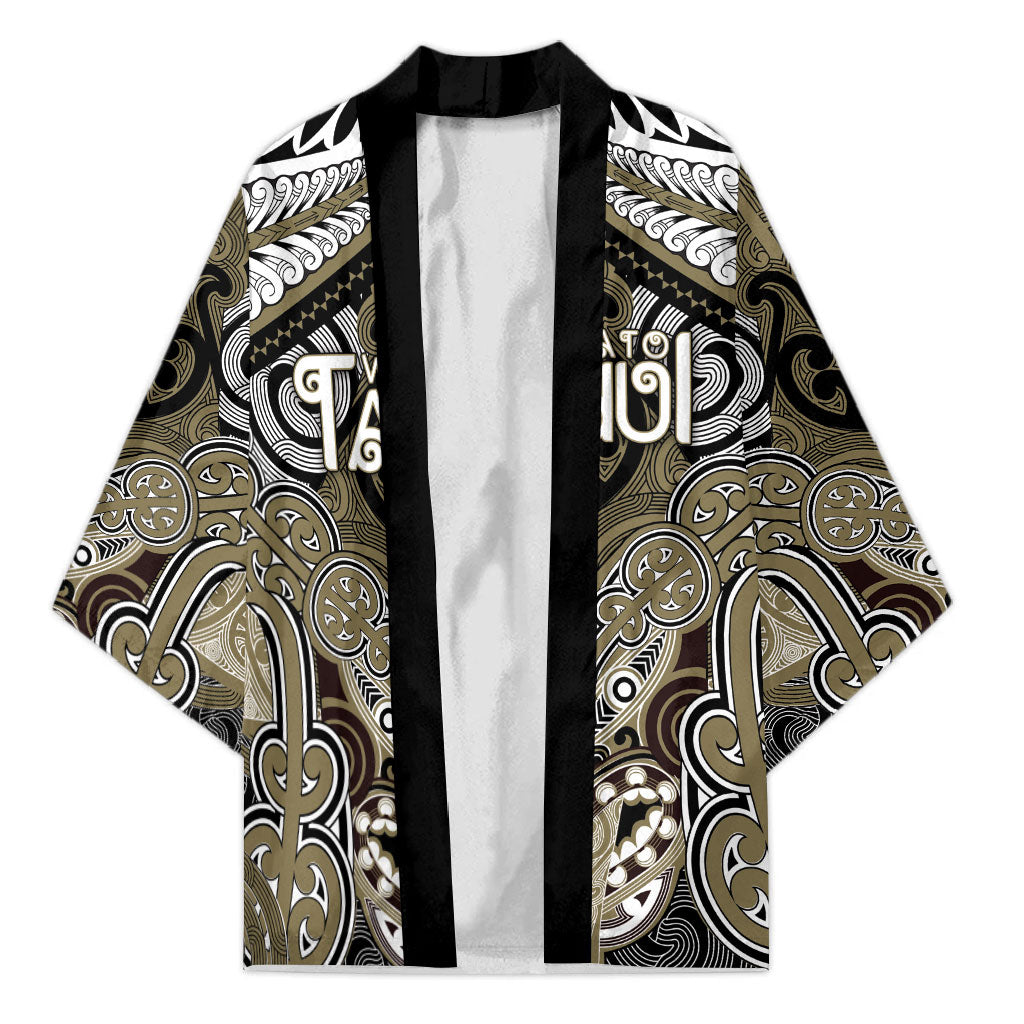 Aotearoa Iwi Waikato Tainui Personalised Kimono Maori Kowhaiwhai Pattern LT19 Unisex Dark Yellow - Polynesian Pride