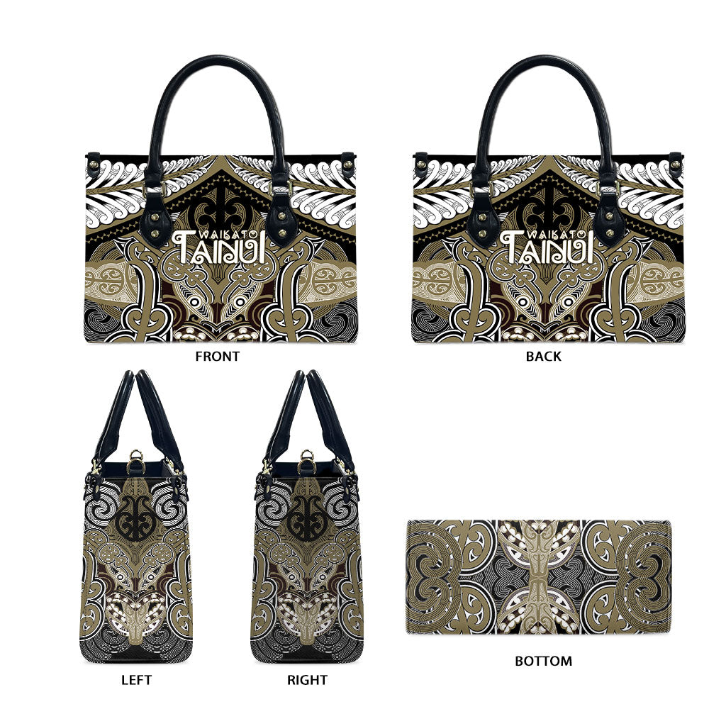 Aotearoa Iwi Waikato Tainui Leather Bag Maori Kowhaiwhai Pattern
