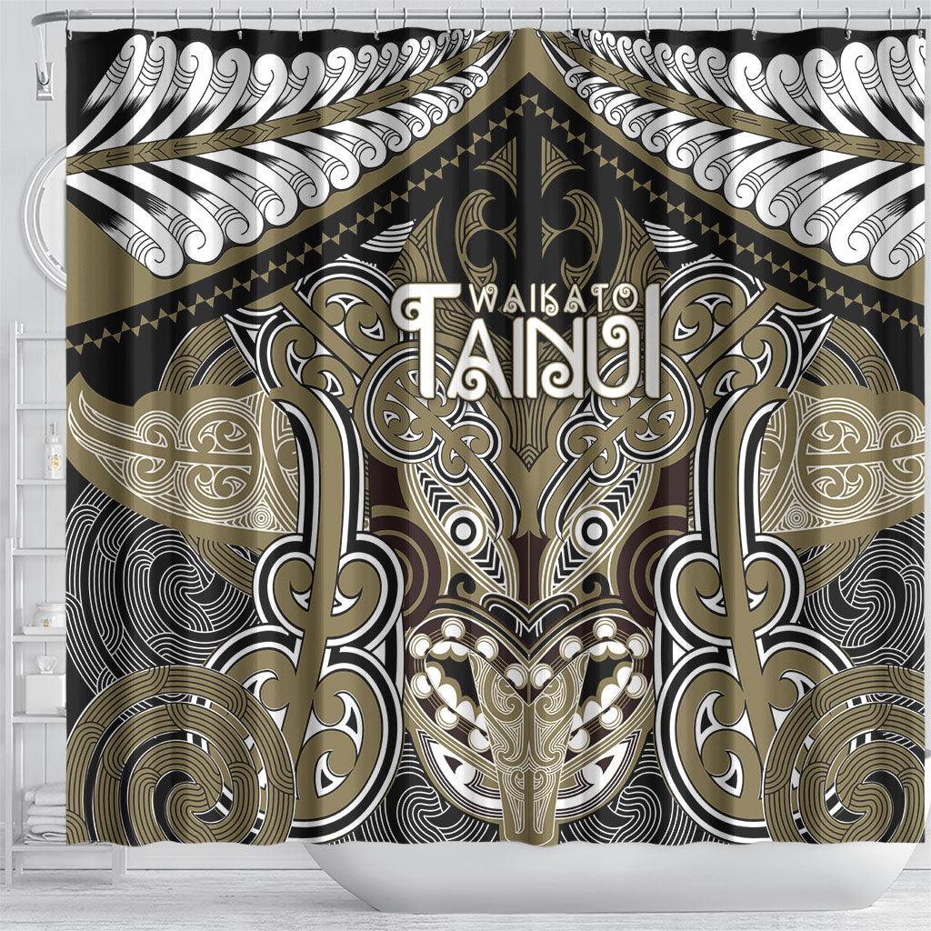 Aotearoa Iwi Waikato Tainui Shower Curtain Maori Kowhaiwhai Pattern
