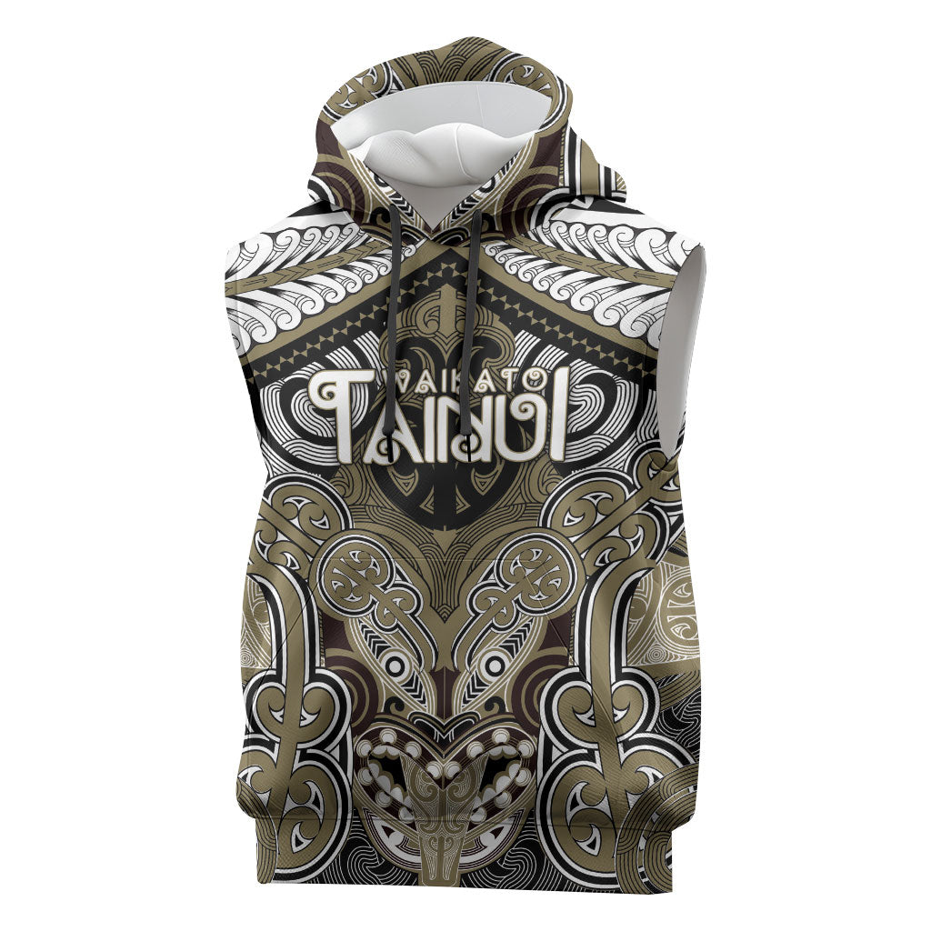 Aotearoa Iwi Waikato Tainui Personalised Sleeveless Hoodie Maori Kowhaiwhai Pattern