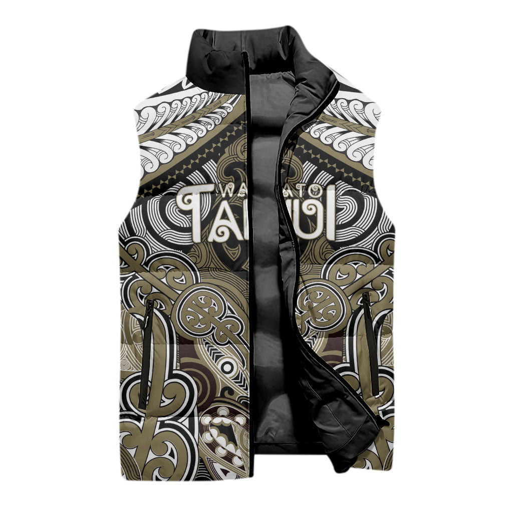Aotearoa Iwi Waikato Tainui Personalised Sleeveless Puffer Jacket Maori Kowhaiwhai Pattern