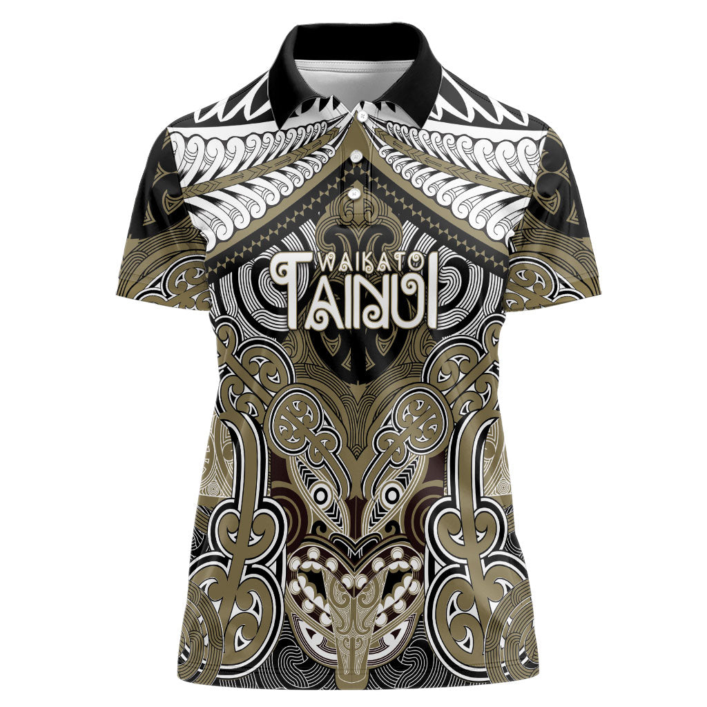 Aotearoa Iwi Waikato Tainui Personalised Women Polo Shirt Maori Kowhaiwhai Pattern