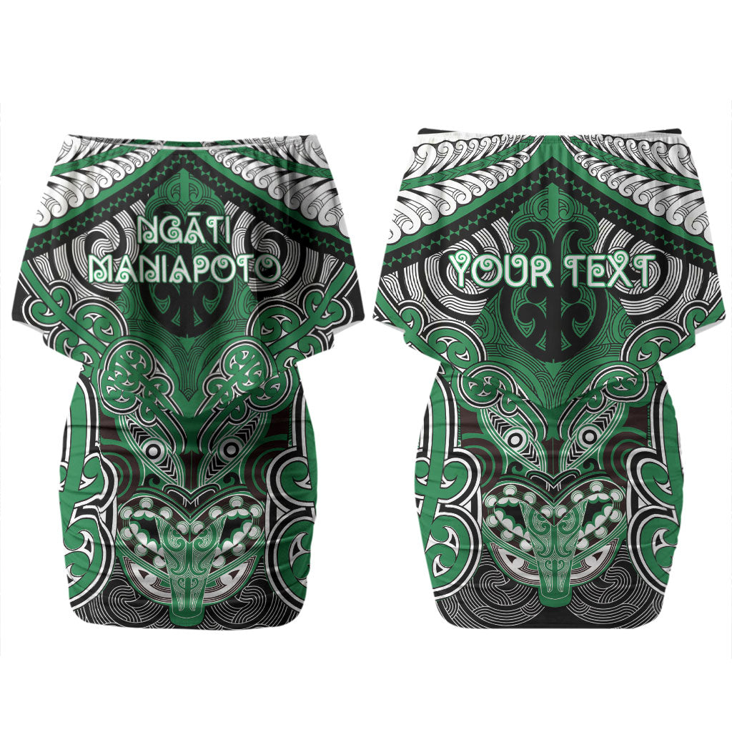 Aotearoa Iwi Ngati Maniapoto Personalised Couples Matching Off Shoulder Short Dress and Hawaiian Shirt Maori Kowhaiwhai Pattern