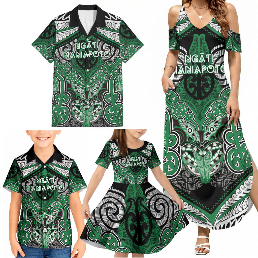 Aotearoa Iwi Ngati Maniapoto Personalised Family Matching Summer Maxi Dress and Hawaiian Shirt Maori Kowhaiwhai Pattern LT19 - Polynesian Pride