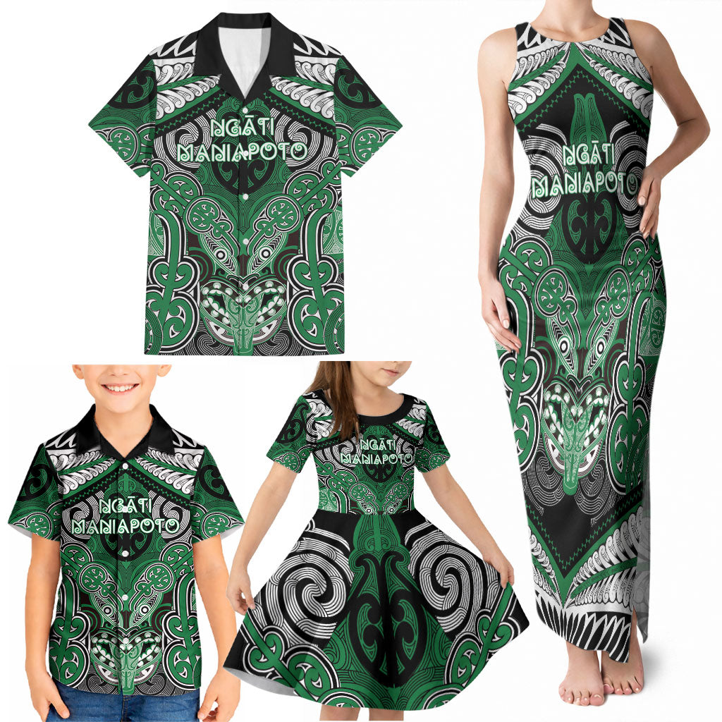 Aotearoa Iwi Ngati Maniapoto Personalised Family Matching Tank Maxi Dress and Hawaiian Shirt Maori Kowhaiwhai Pattern LT19 - Polynesian Pride