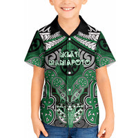 Aotearoa Iwi Ngati Maniapoto Personalised Kid Hawaiian Shirt Maori Kowhaiwhai Pattern