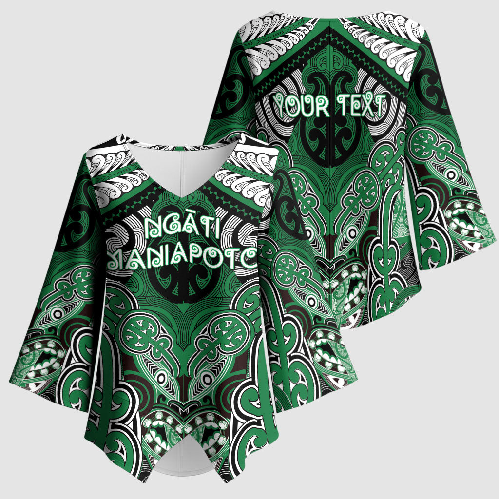 Aotearoa Iwi Ngati Maniapoto Personalised Kimono Sleeve Blouse Maori Kowhaiwhai Pattern