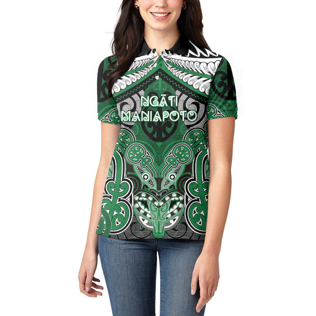 Aotearoa Iwi Ngati Maniapoto Personalised Women Polo Shirt Maori Kowhaiwhai Pattern