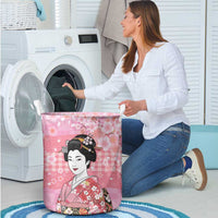 Japanese Geisha Cherry Blossom Laundry Basket Pink Palaka Hawaii Pattern Fusion Design LT19 - Polynesian Pride