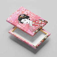 Japanese Geisha Cherry Blossom Canvas Wall Art Pink Palaka Hawaii Pattern Fusion Design LT19 - Polynesian Pride