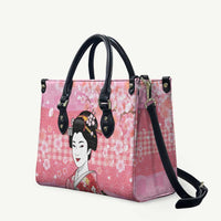Japanese Geisha Cherry Blossom Leather Bag Pink Palaka Hawaii Pattern Fusion Design LT19 Pink - Polynesian Pride