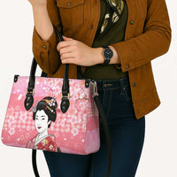 Japanese Geisha Cherry Blossom Leather Bag Pink Palaka Hawaii Pattern Fusion Design LT19 - Polynesian Pride